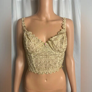 Victoria's Secret Vintage Beige Floral Lace Rosebud Bustier Size 36C